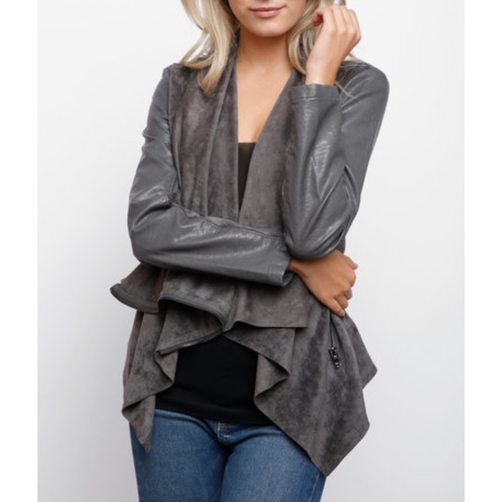 Blank NYC Vegan Leather and Suede Drape Jacket